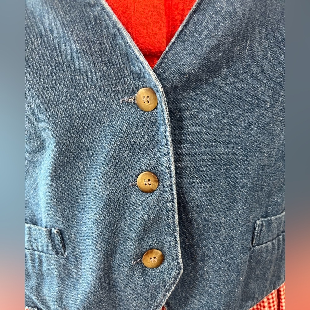 Western women’s blue denim cotton waistcoat vintage vest L - Picture 7 of 8